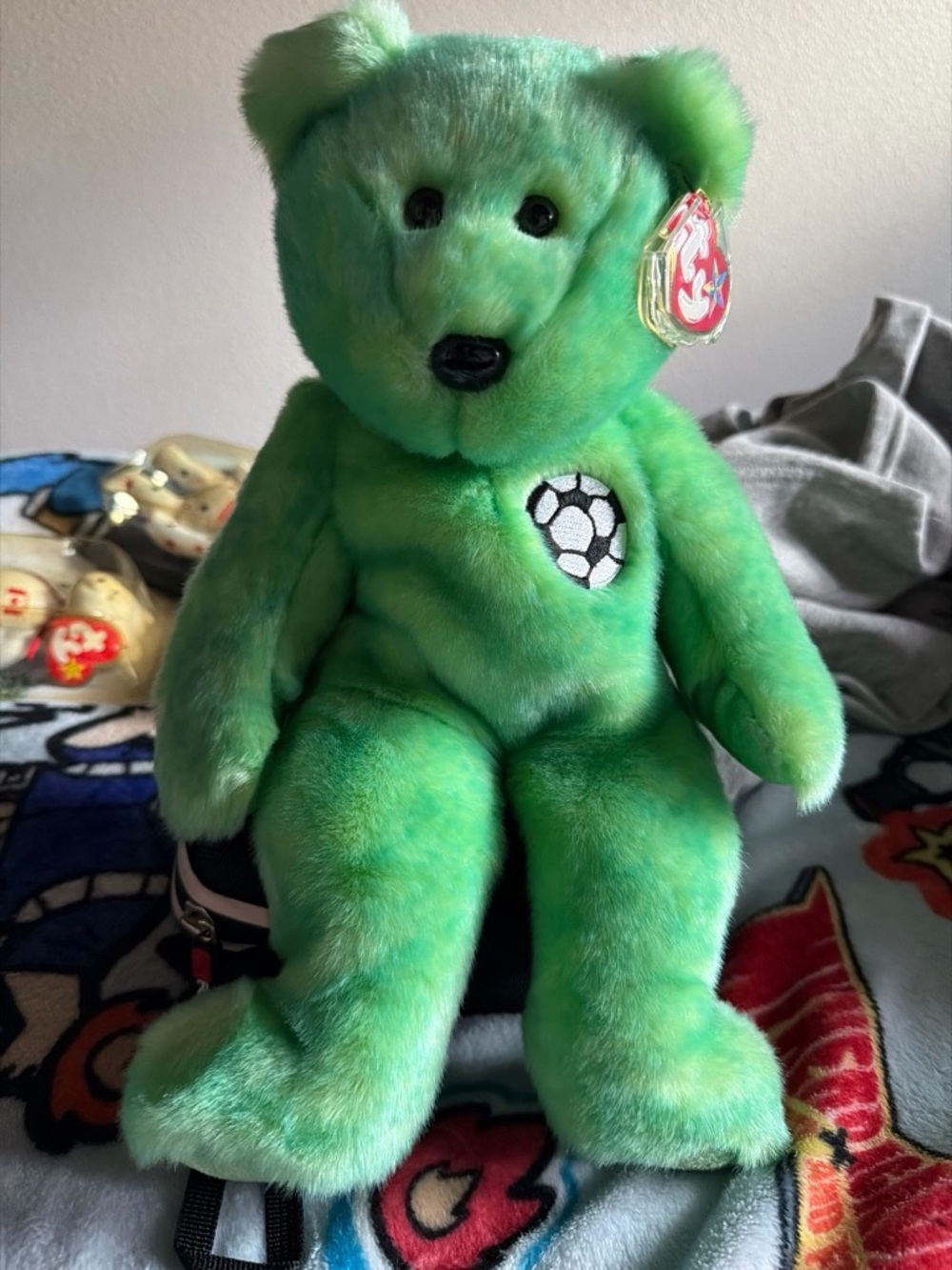 Ty Green Soccer Patch Bear Plush